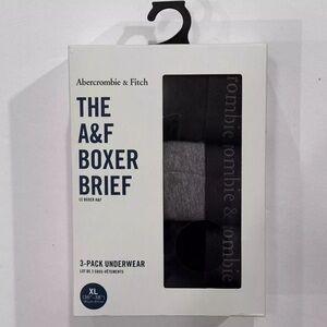 Abercrombie & Fitch Men’s Boxer Briefs 3-Pack Size XL Black Gray A&F Underwear